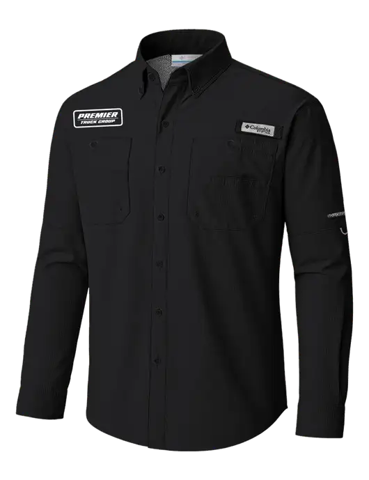 Columbia Black PFG Tamiami II Long SleeveShirt w/Premier Truck Group Logo