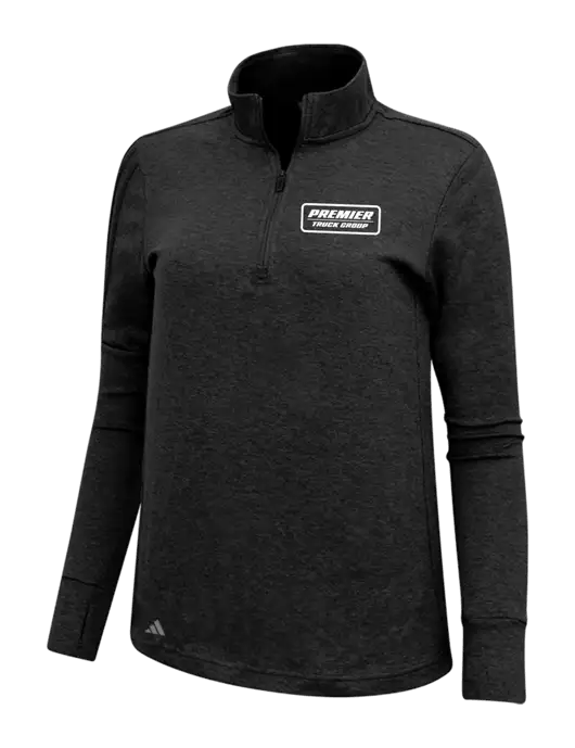 Adidas Black Melange Womens 3 Stripes Quarter Zip Sweater w/Premier Truck Group Logo
