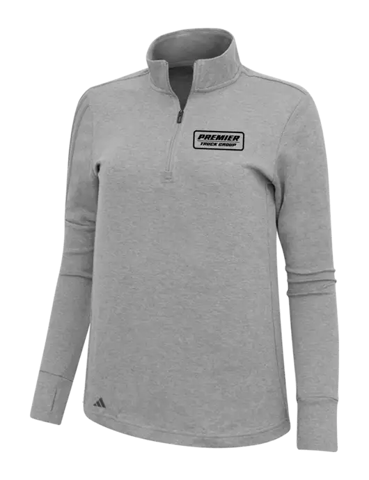Adidas Light Grey Melange Womens 3 Stripes Quarter Zip Sweater w/Premier Truck Group Logo