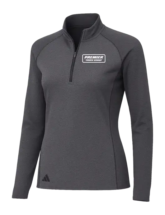 Adidas Womens Black Melange Space Dyed Quarter-Zip Pullover  w/Premier Truck Group Logo