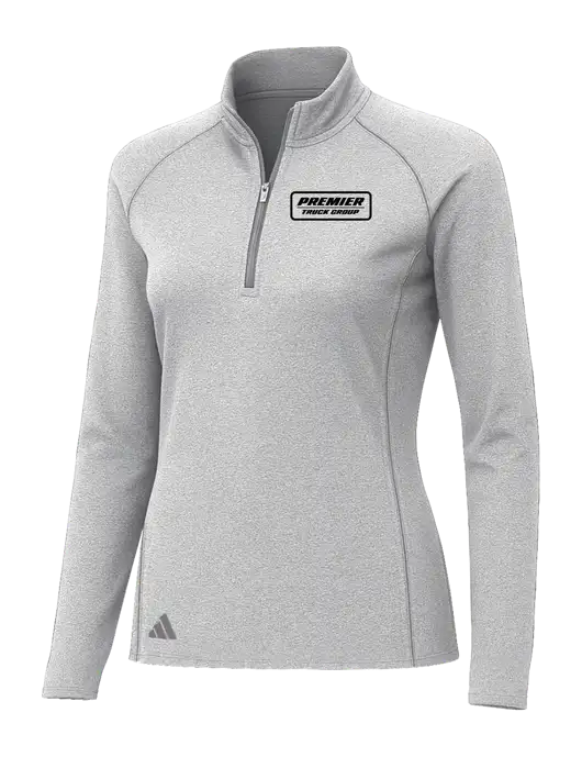 Adidas Womens Light Grey Heather Space Dyed Quarter-Zip Pullover  w/Premier Truck Group Logo
