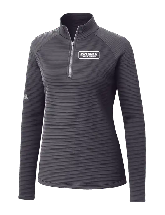 Adidas Womens Medium Grey Spacer Quarter-Zip Pullover  w/Premier Truck Group Logo