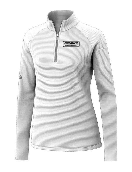 Adidas Womens White Spacer Quarter-Zip Pullover  w/Premier Truck Group Logo