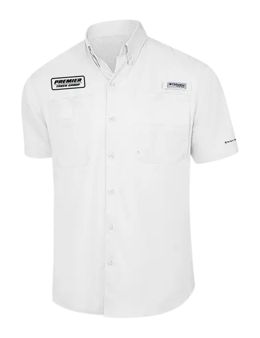 Columbia White PFG Tamiami II Short Sleeve Shirt w/Premier Truck Group Logo