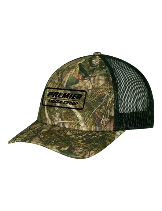Mossy Oak Break Up Country/Black Mesh Trucker Cap w/Snap Back  w/Premier Truck Group Logo