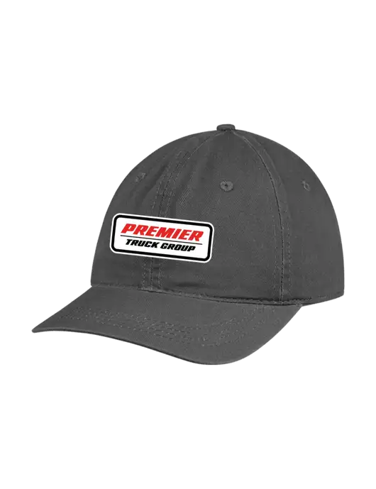 Garment Washed Unstructured Twill Charcoal Cap w/Premier Truck Group Logo