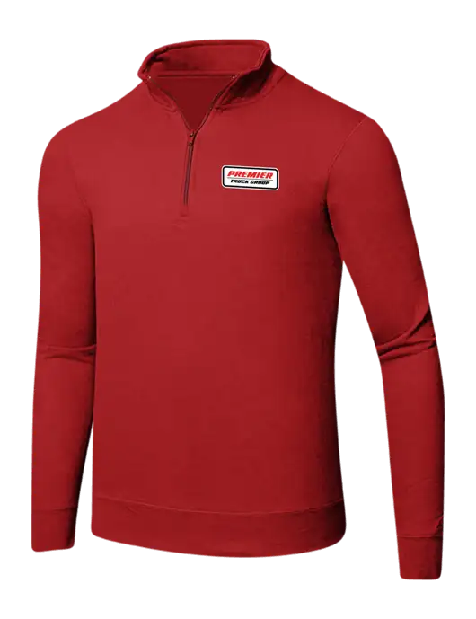 Bright Red 8.5 oz Ring Spun 1/4 Zip Pullover Sweatshirt w/Premier Truck Group Logo