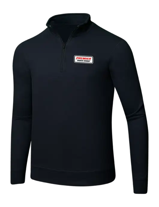 Jet Black 8.5 oz Ring Spun 1/4 Zip Pullover Sweatshirt w/Premier Truck Group Logo