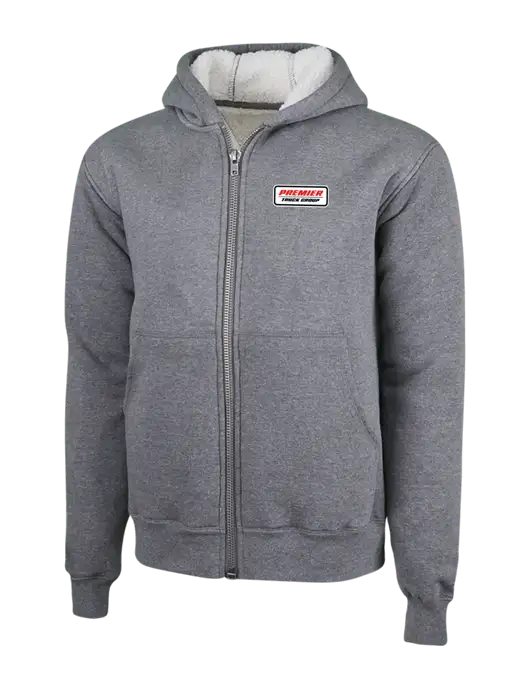 Cornerstone Grey Heather Heavyweight Sherpa Lined Hooded Fleece Jacket w/Premier Truck Group Logo