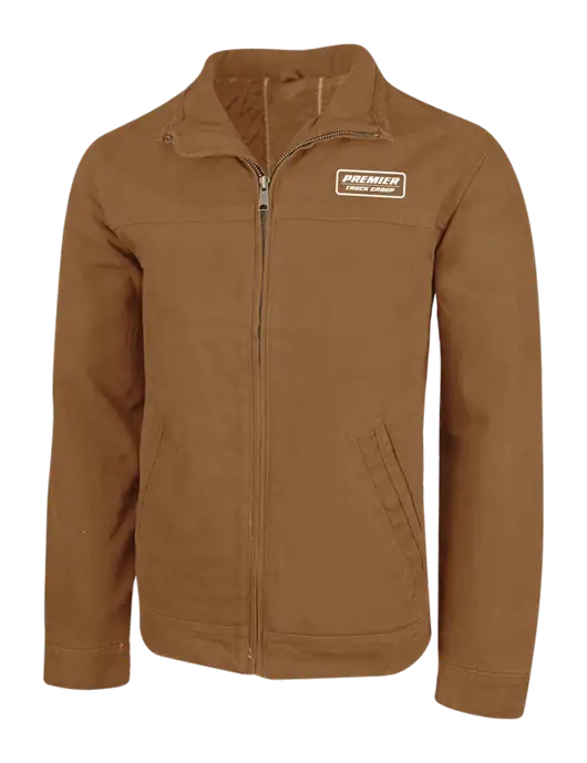 Cornerstone Duck Brown Washed Duck Cloth Flannel Lined Work Jacket w/Premier Truck Group Logo