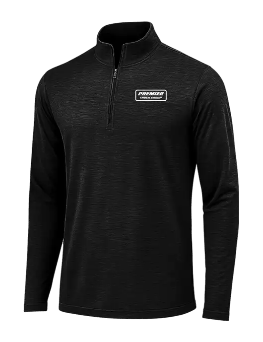 Black Triad Solid Posicharge Tri-Blend Wicking 1/4 Zip Pullover w/Premier Truck Group Logo