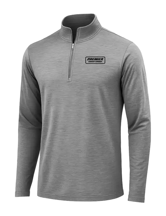 Dark Grey Heather Posicharge Tri-Blend Wicking 1/4 Zip Pullover w/Premier Truck Group Logo