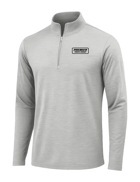 Light Grey Heather Posicharge Tri-Blend Wicking 1/4 Zip Pullover w/Premier Truck Group Logo
