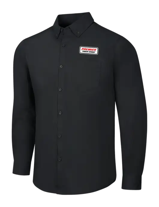 Black Long Sleeve Carefree Poplin Shirt w/Premier Truck Group Logo