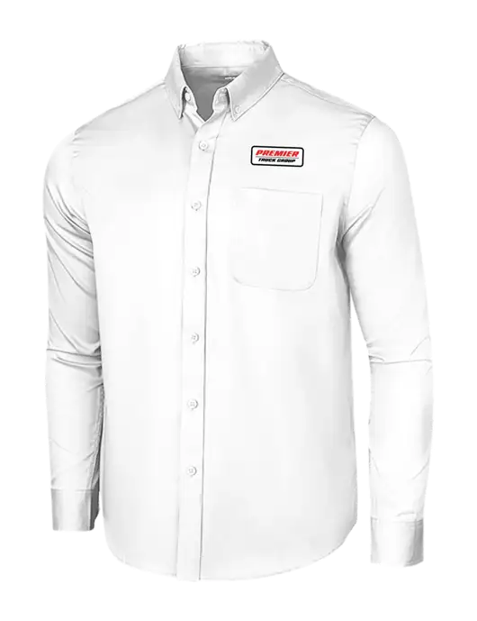Long Sleeve White Superpro React Twill Shirt w/Premier Truck Group Logo