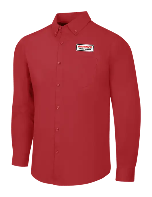 Red Long Sleeve Carefree Poplin Shirt w/Premier Truck Group Logo