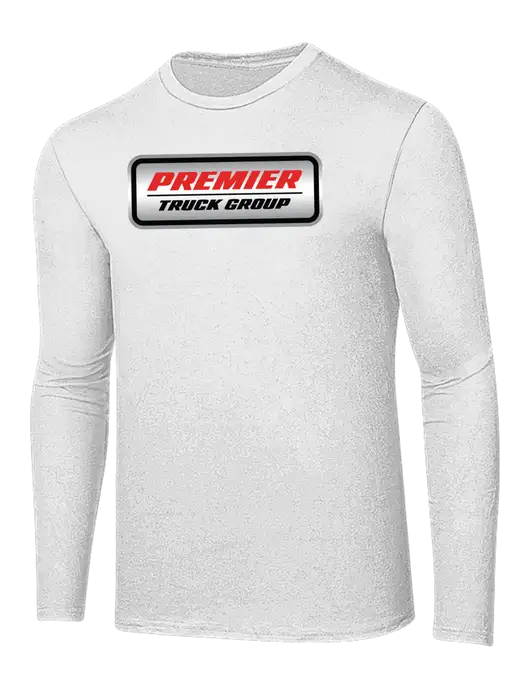 Ring Spun White 4.5 oz Long Sleeve T-Shirt w/Premier Truck Group Logo