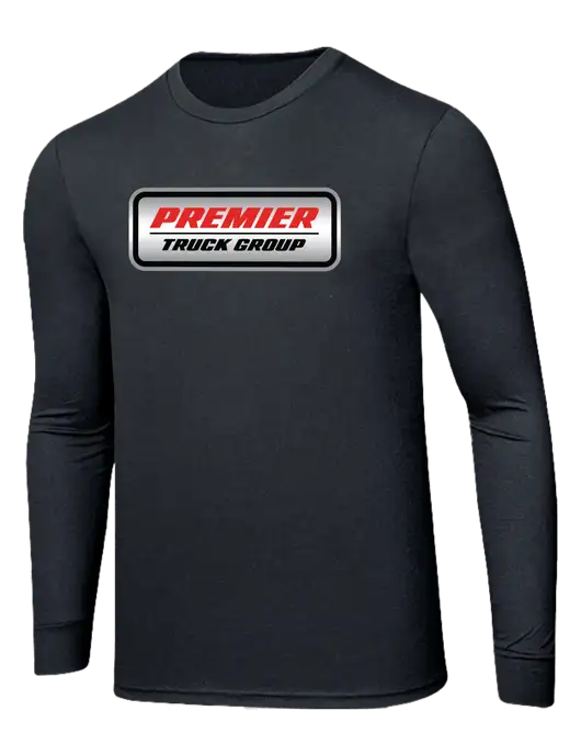 Simply Soft Long Sleeve Black Frost 4.5 oz, Poly/Combed Ring Spun Cotton T-Shirt w/Premier Truck Group Logo