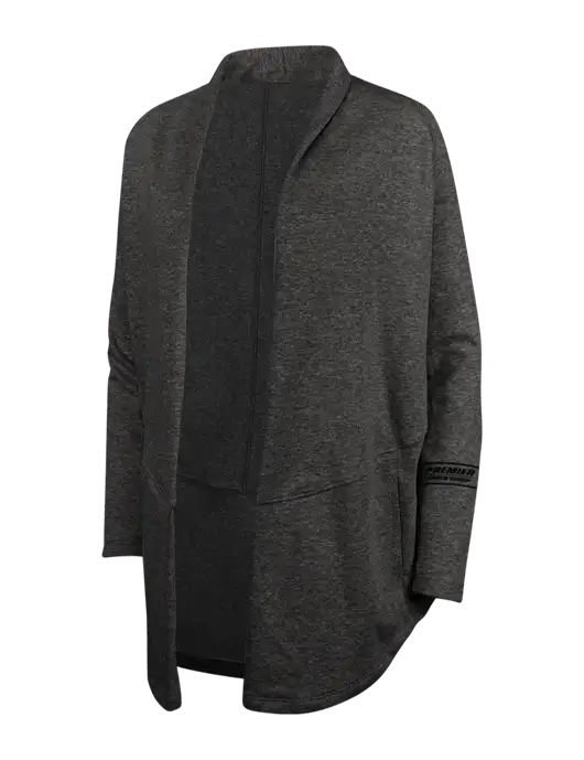 Charcoal Heather/ Medium Heather Grey Womens Interlock Cardigan w/Premier Truck Group Logo