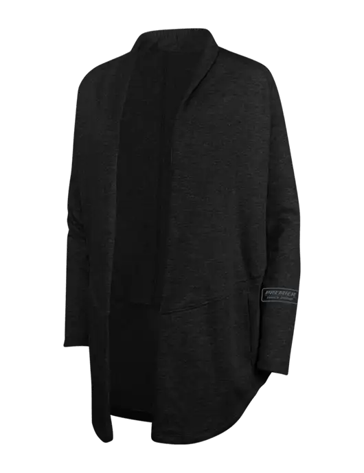 Deep Black/Charcoal Heather Womens Interlock Cardigan w/Premier Truck Group Logo