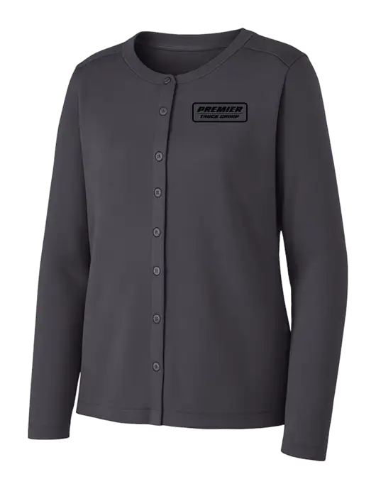 Grey Smoke Womens Concept Stretch Button-Front Cardigan Sweater w/Premier Truck Group Logo