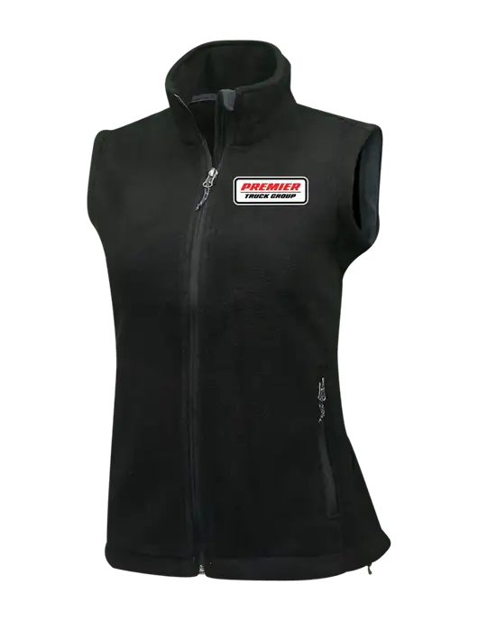 Womens Black Fleece Vest w/Premier Truck Group Logo