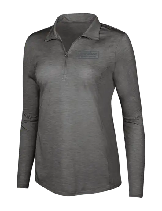 Dark Grey Heather Womens Posicharge Tri-Blend Wicking 1/4 Zip Pullover w/Premier Truck Group Logo