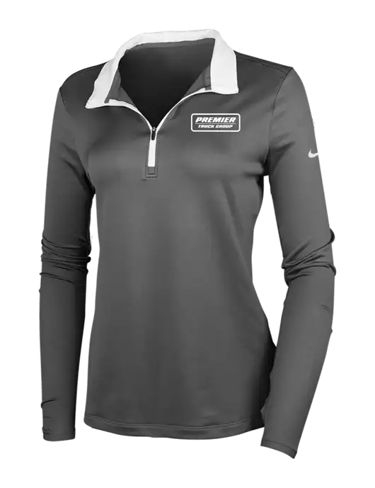 NIKE Dark Grey/White Womens Dry-Fit Stretch 1/2 Zip Cover-Up w/Premier Truck Group Logo