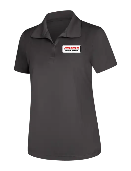 Womens Dark Grey Micropique Sport-Wick Polo w/Premier Truck Group Logo