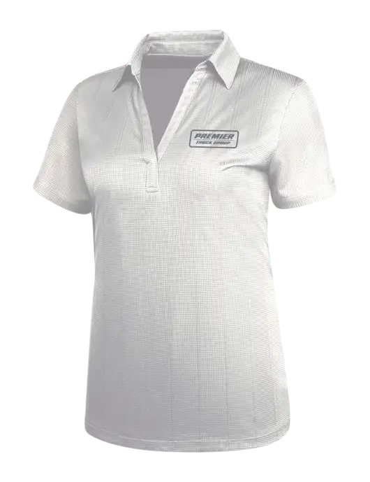 White Womens Performance Fine Jacquard Polo w/Premier Truck Group Logo