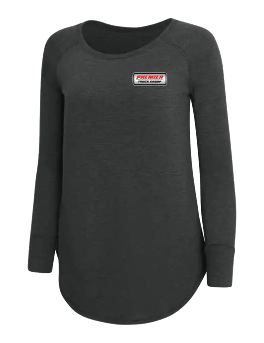Womens Perfect Wide Collar Tunic Tri-Blend Black Frost 4.5 oz T-Shirt w/Premier Truck Group Logo