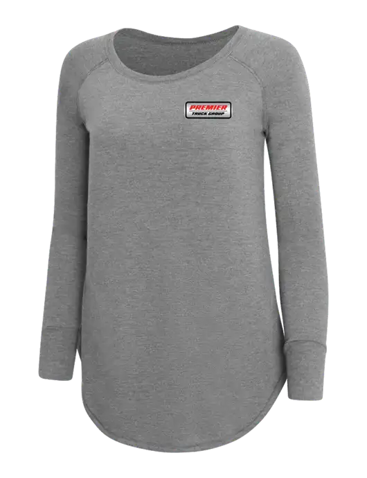 Womens Perfect Wide Collar Tunic Tri-Blend Grey Frost 4.5 oz T-Shirt w/Premier Truck Group Logo