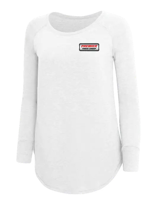 Womens Perfect Wide Collar Tunic Tri-Blend White 4.5 oz T-Shirt w/Premier Truck Group Logo