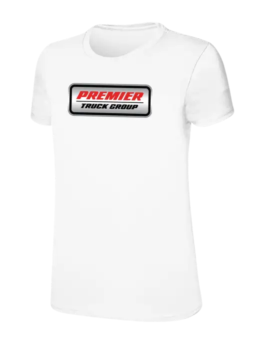 Womens Ring Spun White 4.5 oz T-Shirt w/Premier Truck Group Logo