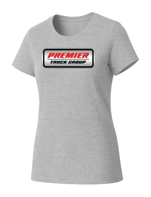 Womens Seriously Soft Light Heathered Grey T-Shirt w/Premier Truck Group Logo