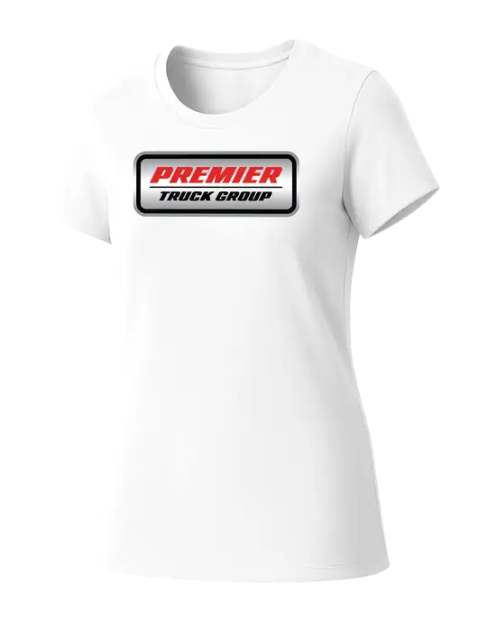Womens Seriously Soft White T-Shirt w/Premier Truck Group Logo