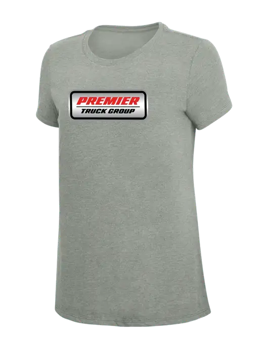 Womens Simply Soft Grey Frost 4.5oz  Poly/Combed Ring Spun Cotton T-Shirt w/Premier Truck Group Logo