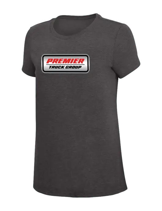 Womens Simply Soft Heather Charcoal 4.5oz  Poly/Combed Ring Spun Cotton T-Shirt w/Premier Truck Group Logo