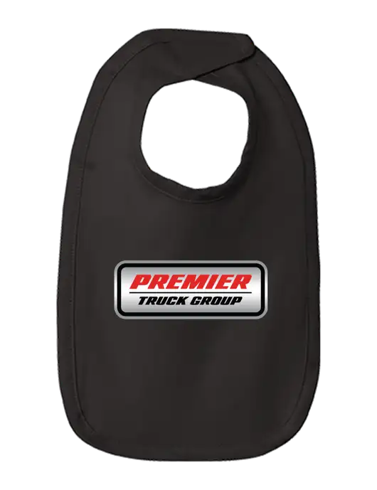 Rabbit Skins Black Infant Premium Jersey Bib w/Premier Truck Group Logo