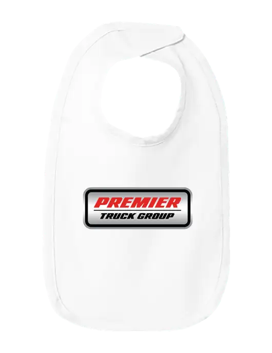 Rabbit Skins White Infant Premium Jersey Bib w/Premier Truck Group Logo