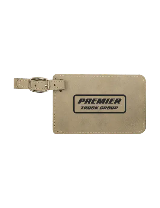 Tan Leatherette Luggage Tag w/Premier Truck Group Logo