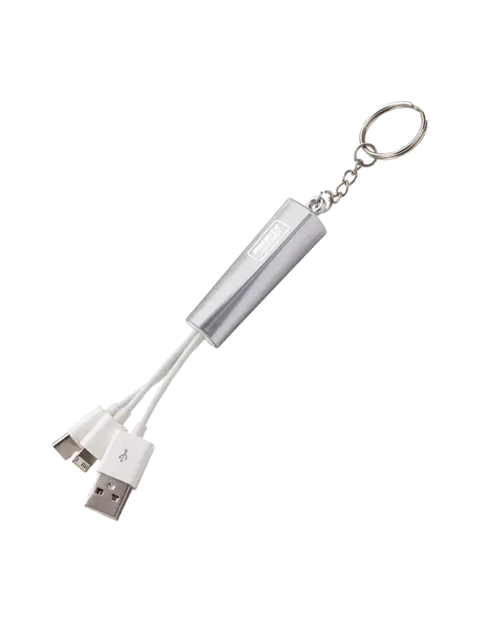 Silver Light-Up Charging Cable with Key Ring w/Premier Truck Group Logo