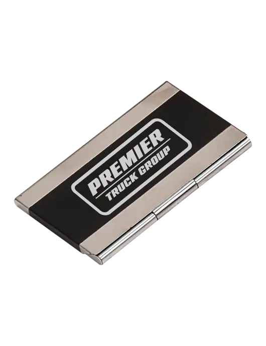 Black 3.75 x 2.5 Business Card Holder w/Premier Truck Group Logo