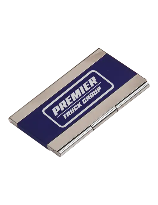 Blue 3.75 x 2.5 Business Card Holder w/Premier Truck Group Logo