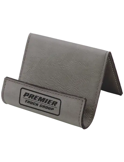 Grey Leatherette Card & Phone Holder w/Premier Truck Group Logo