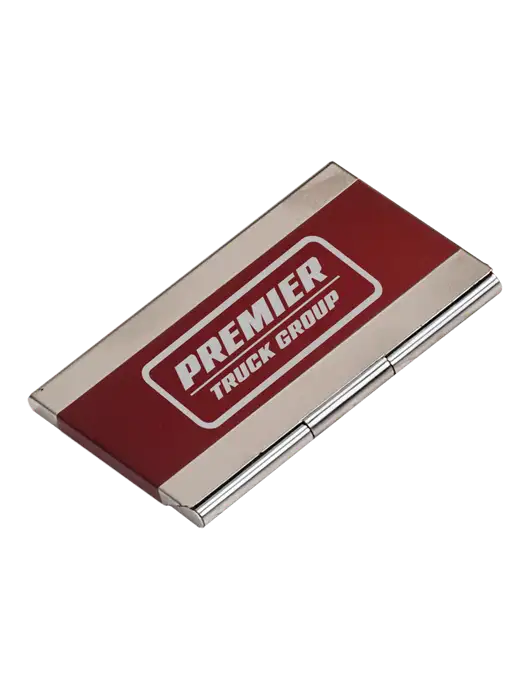Red 3.75 x 2.5 Business Card Holder w/Premier Truck Group Logo