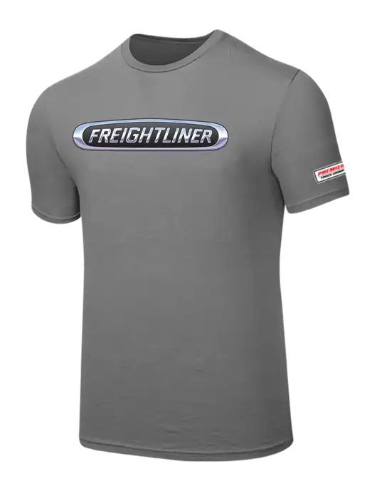 Seriously Soft Medium Grey T-Shirt w/Freightliner Logo, Premier Truck Group Logo