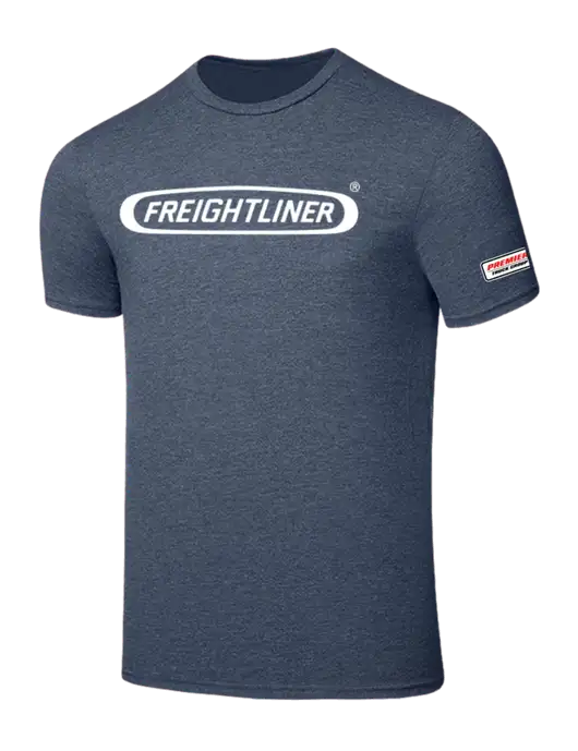 Seriously Soft Heathered Navy T-Shirt w/Freightliner Logo, Premier Truck Group Logo
