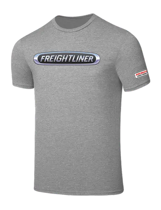 Seriously Soft Light Heather Grey T-Shirt w/Freightliner Logo, Premier Truck Group Logo