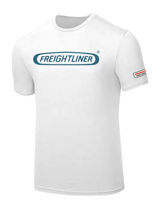 Seriously Soft White T-Shirt w/Freightliner Logo, Premier Truck Group Logo